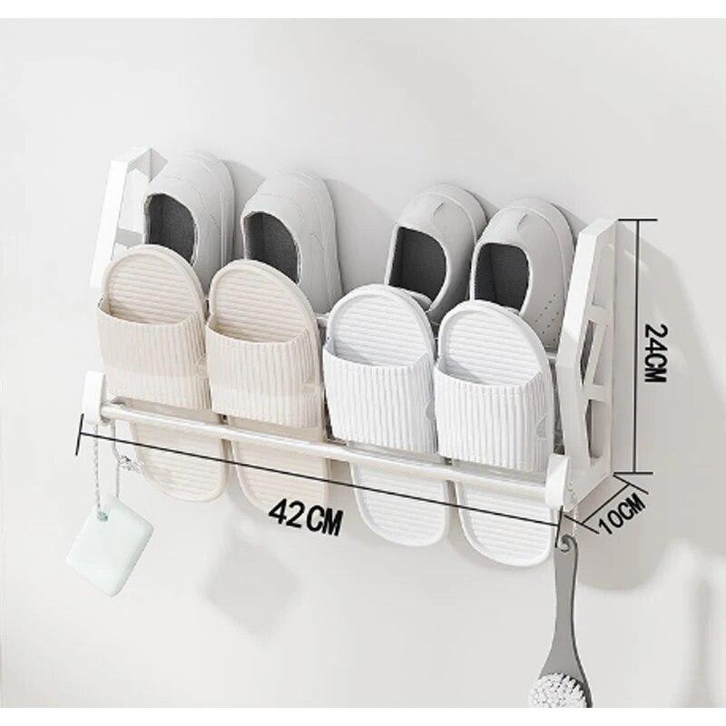 Nail Free and Hole Free Door Back Shoe Rack, Bathroom Slipper Rack, Simple Multi-layer Assembly, Wall Mounted Storage Rack