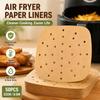 Air Fryer Paper Liners, 50 Pcs 22cm Square Perforated Baking Paper Sheets for Home Kitchen Cooking and Basket Cleanup