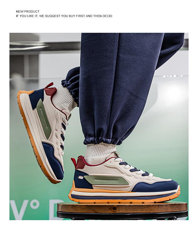 Men's Spring 2025 Breathable Casual Sneakers - Non-Slip Soft Sole, White Trendy Dad Shoes
