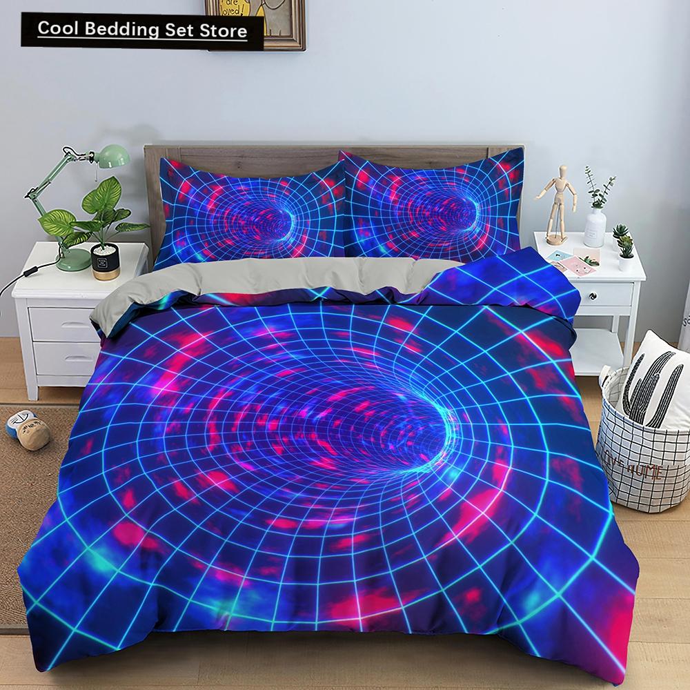 3D Duvet Cover Psychedelic Twin Bedding Set Double Quilt Cover with Zipper Closure 2/3pcs Queen King Polyester Comforter Cover