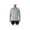Asics Wygodny Odprowadzający Wilgoć Oddychający T-Shirt z Krótkim Rękawem i Okrągłym Dekoltem Męski Top Jasnoszaro-zielony 2031D786-023