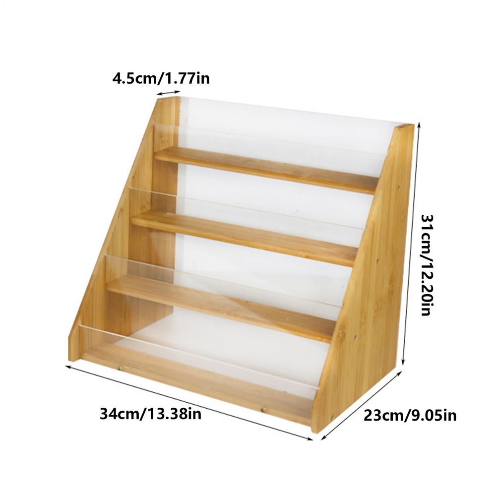 

Greeting Card Display 4 Tier Wooden Acrylic Organizer Trading Card Display Stand For Home Workplace Wedding Party Trade Show