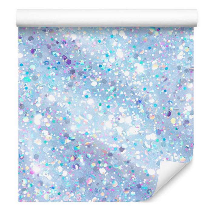 Iridescent Glitter Wallpaper Azure, Blue and White 50x1000