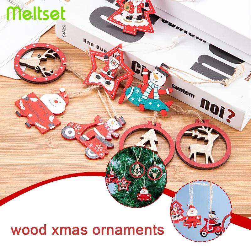 

5/10 шт. деревянные рождественские подвески, украшения для рождественской елки, украшения для дома, рождественские украшения, подвесные подвески, Новый год 2024