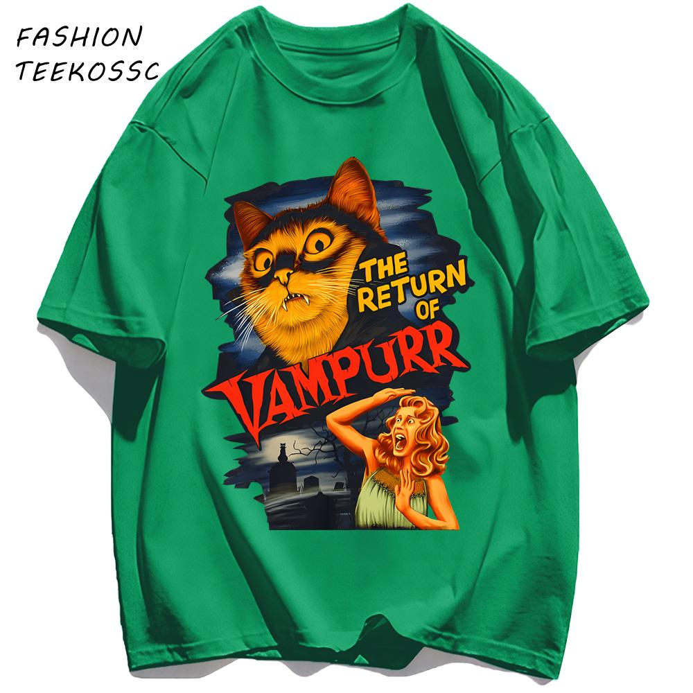 The Return Of Cat Print Men T Shirts AllMatch Soft Short Sleeve Hip Hop Fashion Summer Basics TShirt Unisex Cotton Loose Top