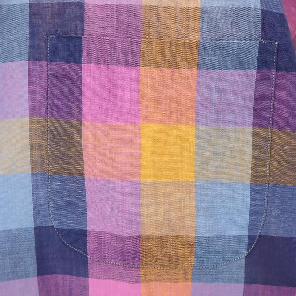 Career Club 70s vintage Check Pattern Long sleeve half button Button down shirt Men's Used