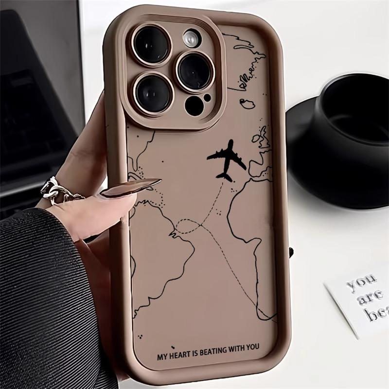Travel-Inspired Airplane Route Phone Case For iPhone 11 13 Pro Max 16 15 14 12 XS X XR 7 8 Plus Shockproof Silicon Funda Cover