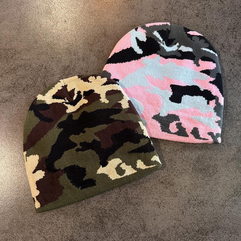 Y2K Print Knitted Hat Autumn And Winter Street  Unisex Warm Personal Versatile  Niche Beanies
