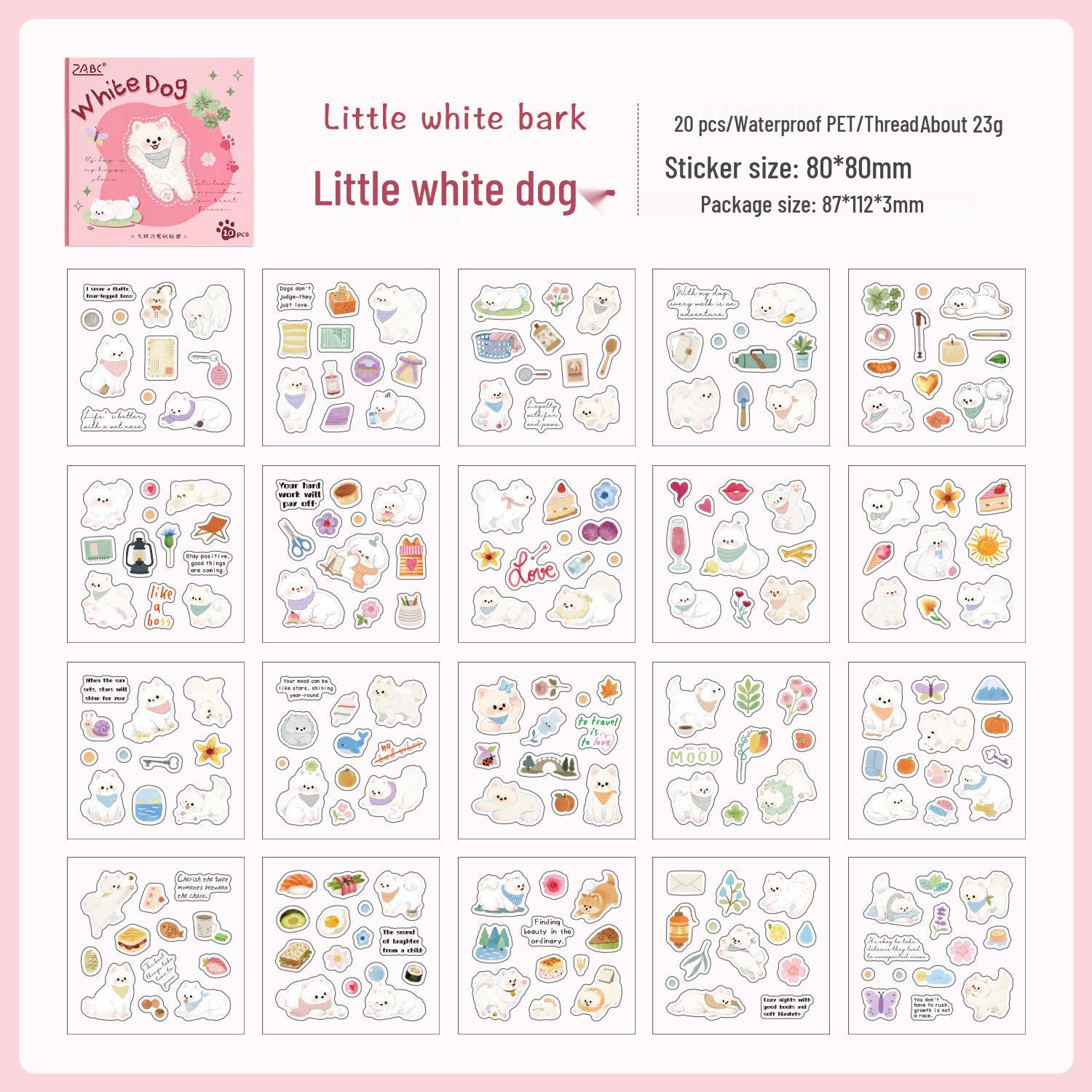ZABC Pet-Themed Healing Sticker Book: 20 Sheets of Cute Die-Cut Base Decoration Stickers