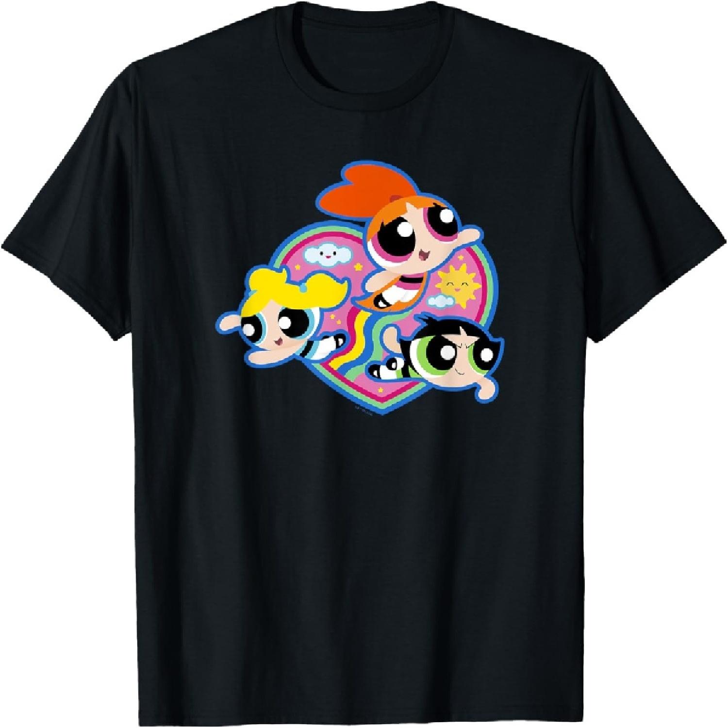 Футболка с групповым принтом «Суперкрошки» и радужным сердцем S