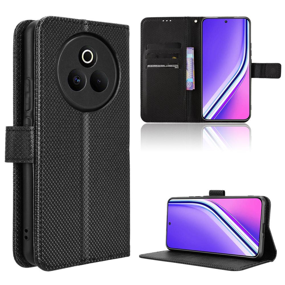 For Realme P3 Pro 5G Leather Wallet Case with Strap Diamond Texture Phone Cover