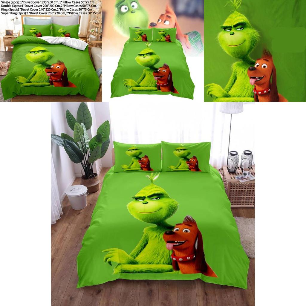 Der Grinch Bettwäsche Einzel Doppel Bettbezug Kissenbezug Für Gemütliches Zuhause Schlaf