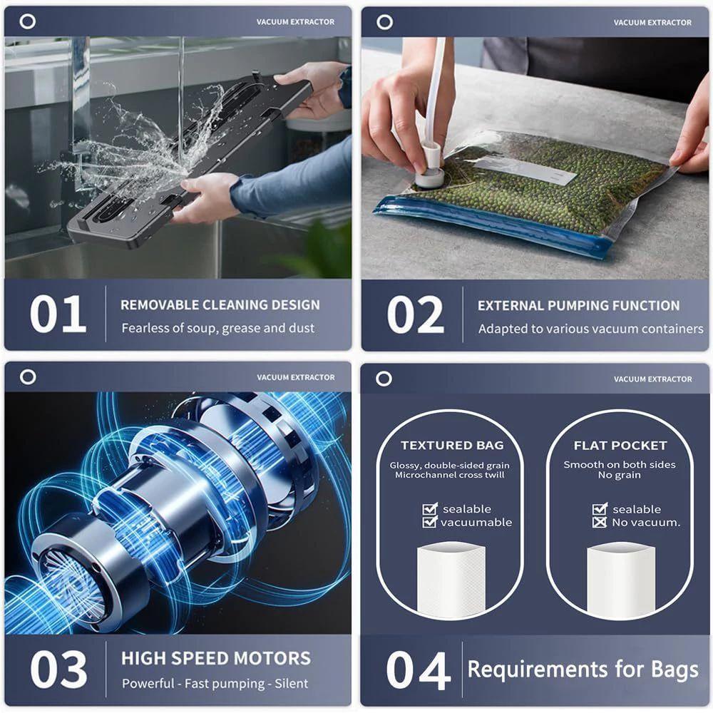 with 10 Seal Bags Vacuum Sealing Machine LED Display Vacuum Packaging Machine  Kitchen