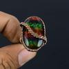 Anillo de joyería hecho a mano envuelto en alambre de cobre con piedras preciosas de amonita para ella de todos los tamaños