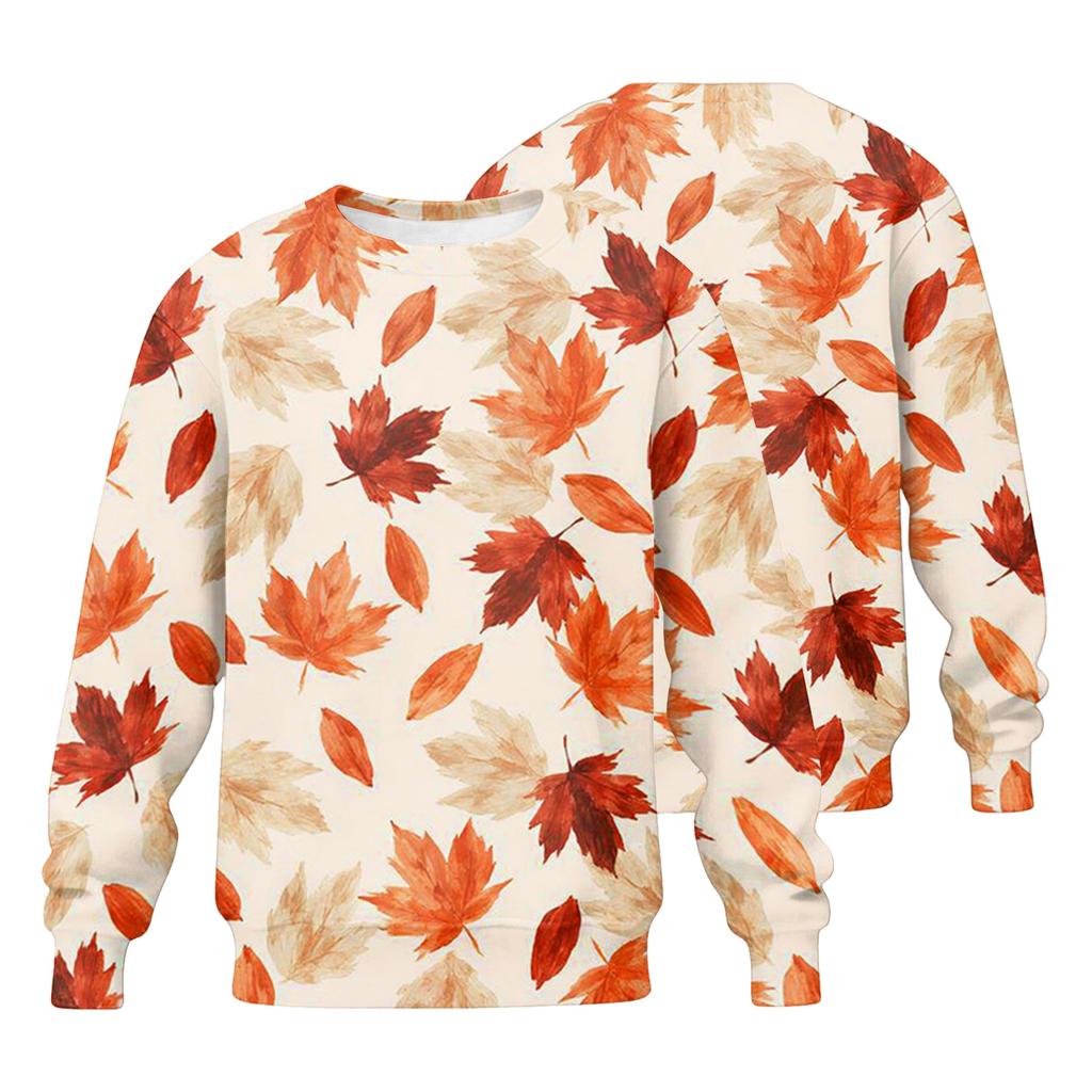 Men's Casual Loose Fit Round Neck Printed Long Sleeve Shirt