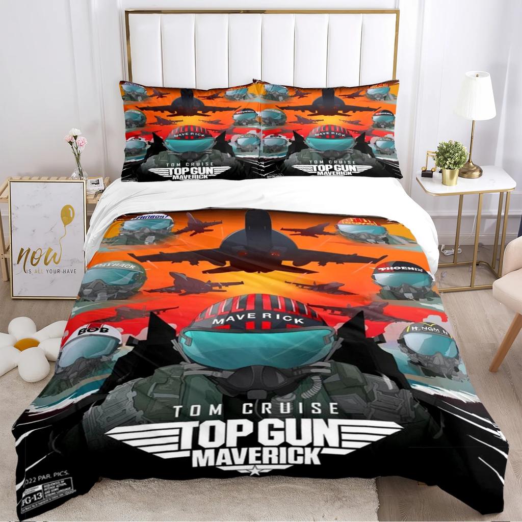 3D HD Print Classic Movie Top Gun Bedding Set,Top Gun Duvet Cover Comforter Soft Quilt Cover and Pillowcases For adults children