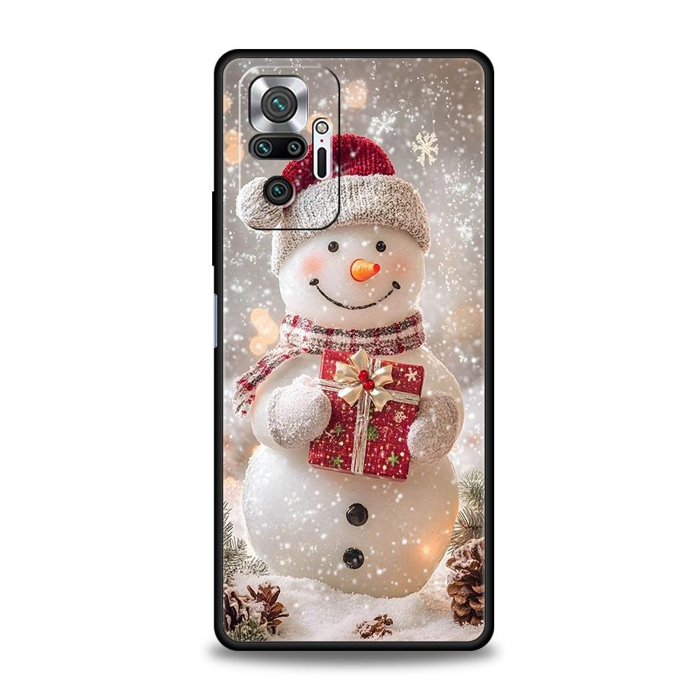 Christmas Snowman Phone Case Cover for Redmi 14C 10C Note 15 14 13 12 10 11 K40 Pro Plus 5G Shockproof Soft TPU Shell Funda Bag