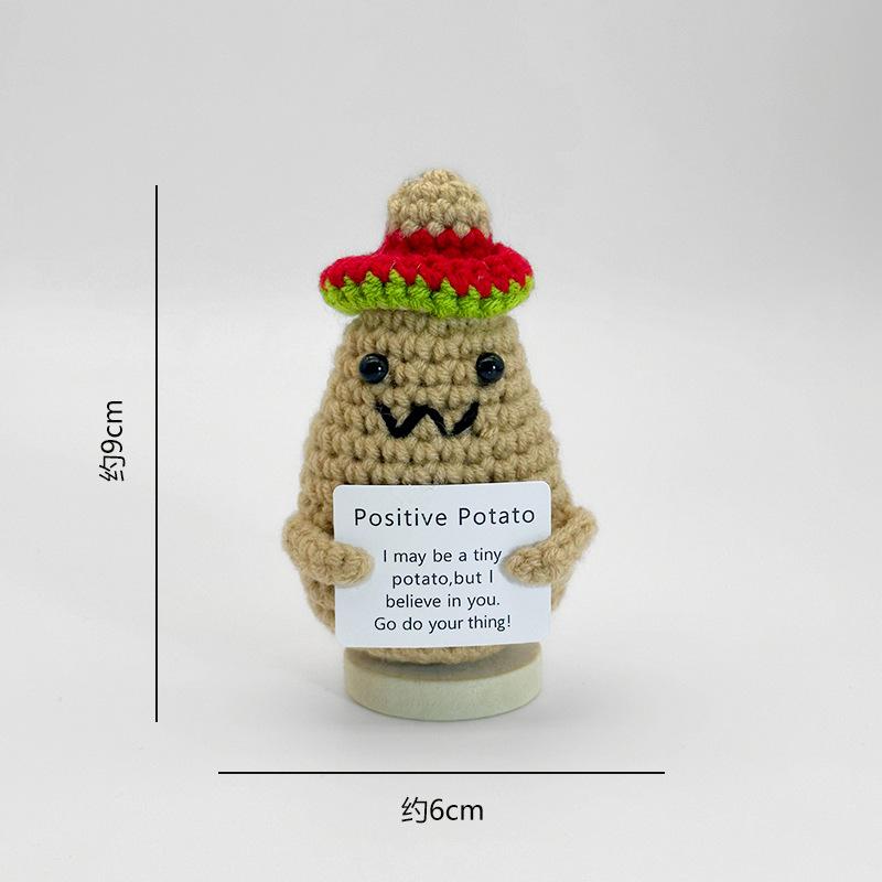 Funny Positive Energy Potato Hug Pocket Doll Mini Handmade Plush Knitted Plant Ornament Home Room Decoration Christams Gifts