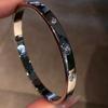 A Niche High-end Copper Micro Inlaid Zircon Bracelet for Female Couples, with a Plain Circle and Shiny Bracelet