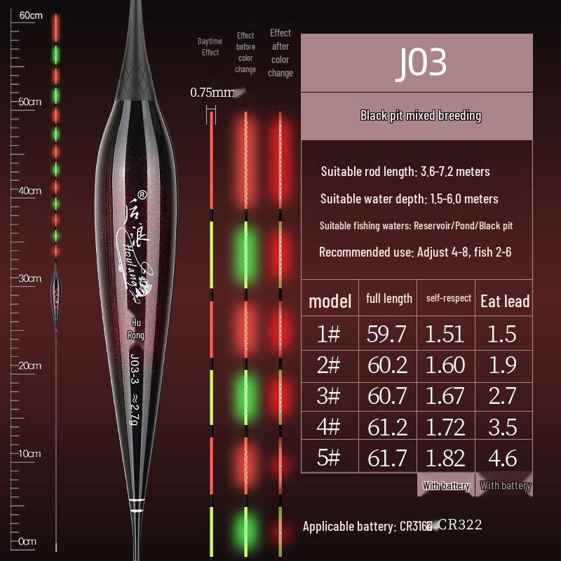 0.65mm Ultra-fine Diamond High-Brightness Hard Tail OLED Dual-Use Luminous Carp Float for Day/Night Fishing