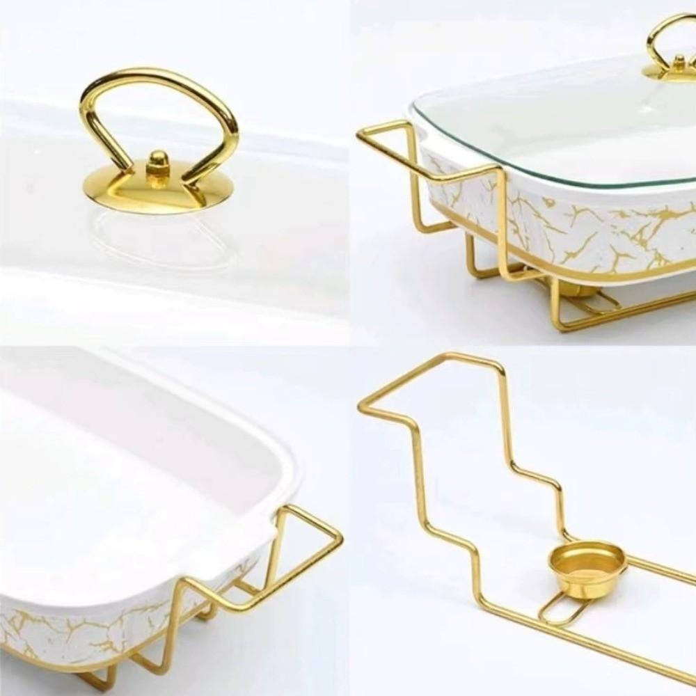 Nordic Ceramic Food Warmer 12/14/16in Rectangular Restaurant Soup Pot Insulation with Lid Chafing Dish Casserole Serving Buffet