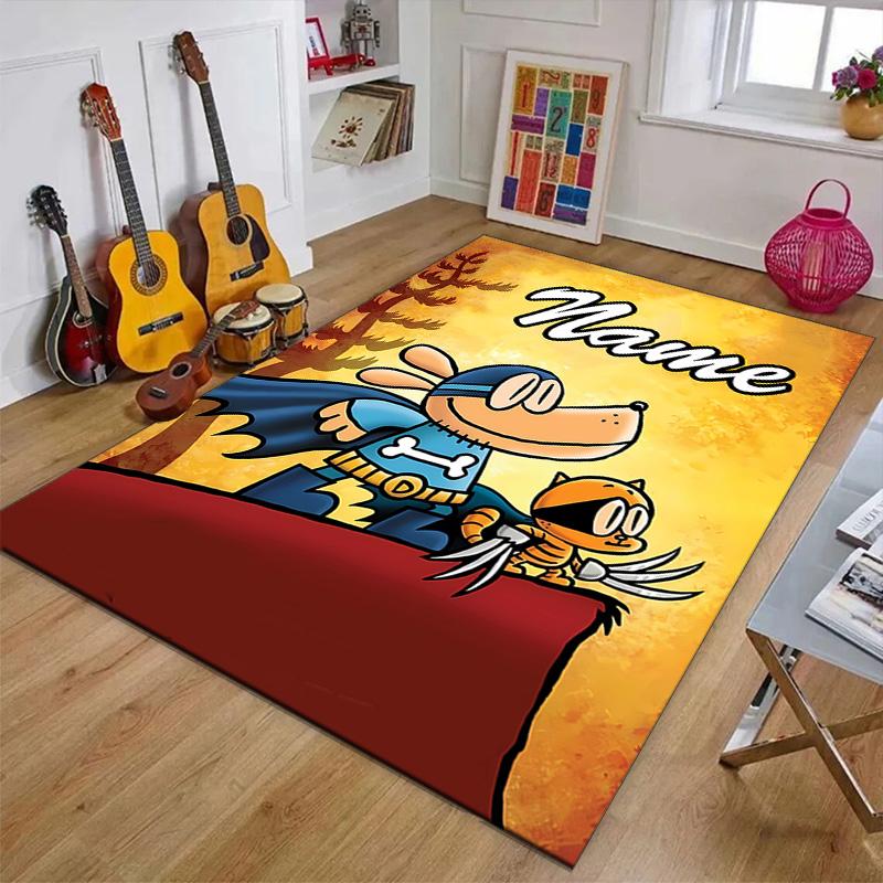 Custom DogMan Mat Personalized Name, Polyester Washable Indoor Entryway Rug, Gift for Christmas, Easter, Thanksgiving Day