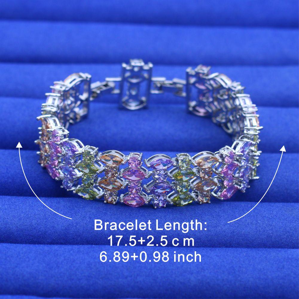 Luxuriöses Tennisarmband im Retro-Stil, plattiert, mehrfarbiges Zirkonia, elegant für den täglichen Gebrauch und zum Verschenken, Weihnachtsgeschenk