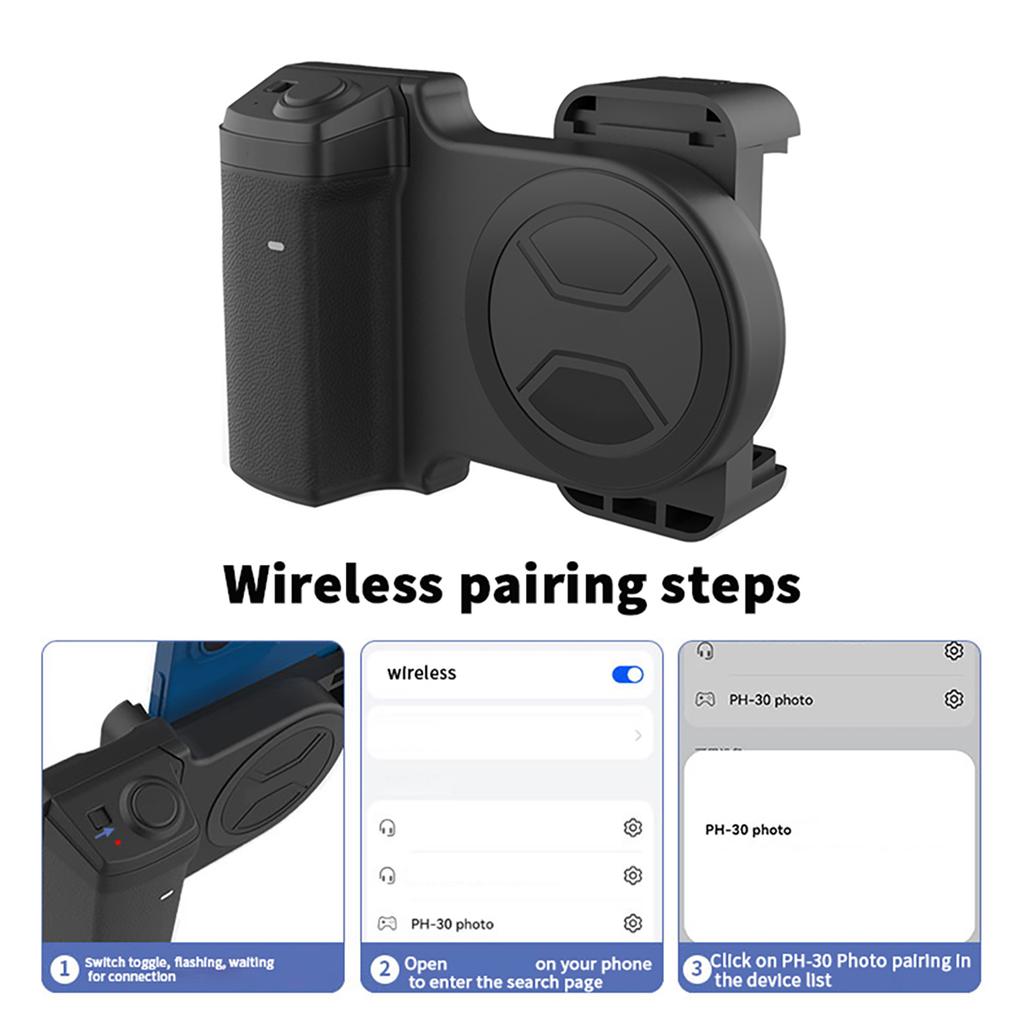 Wireless Handle Grip for Phone Vlog Selfie Grip Phone Holder Stabilizer 360 degrees  Rotatable with 1 4 Inch Screw Hole