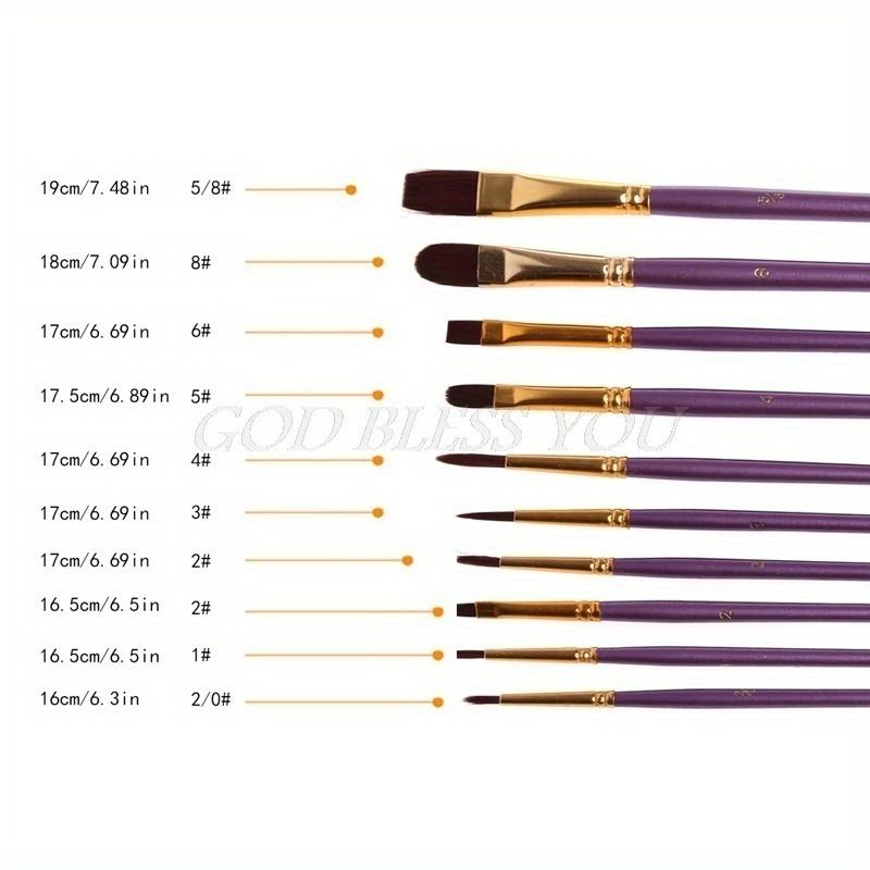 10pcs Artist Paint Brush Set Nylon Hair Watercolor Acrylic Oil Painting Drawing Brushes