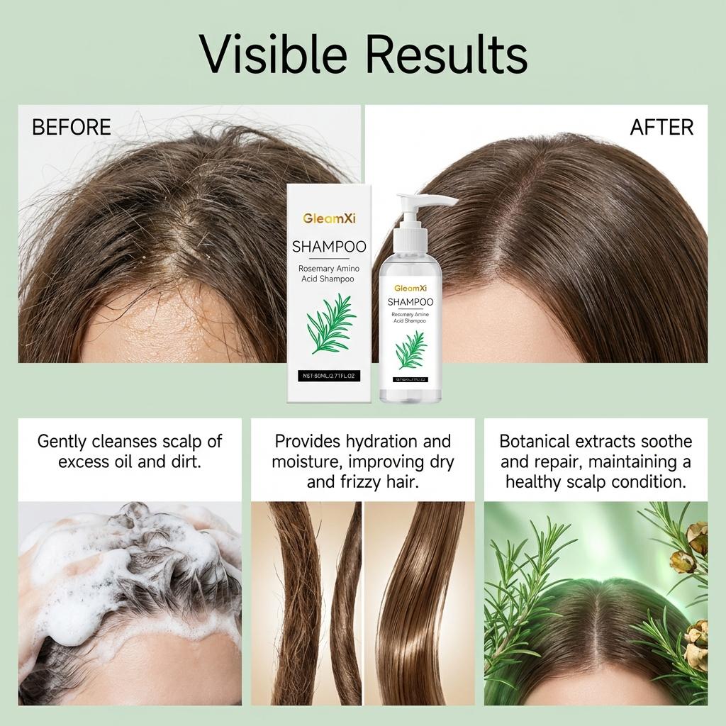 Rosemary Amino Acid Nourishing Shampoo, Refreshing & Smooth Hair Care for Soft, Manageable & Silky Hair