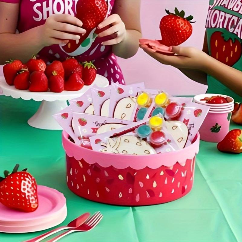 20pcs Strawberry Shaped Wood Cutouts DIY Craft Unfinished Fruit Tags Ornaments for Wedding Birthday Summer Party Decoration