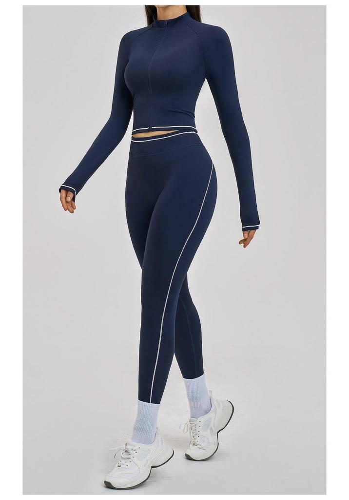 European & American Cross-Color Yoga Set: Nude Feel Zipper Jacket for Outdoor Running & Fitness