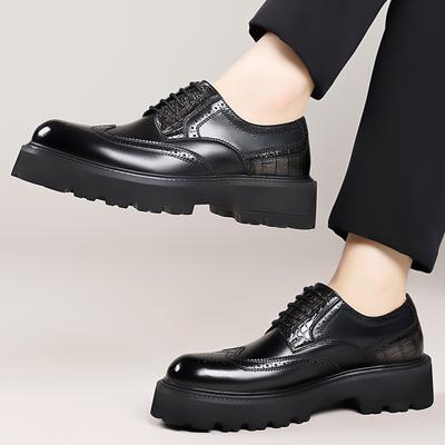 Lace-Up Outdoor Male Shoes 2025 New Mens Brogue Casual Shoes Leather Men Business Shoes Thick Bottom Man Oxford Footwear