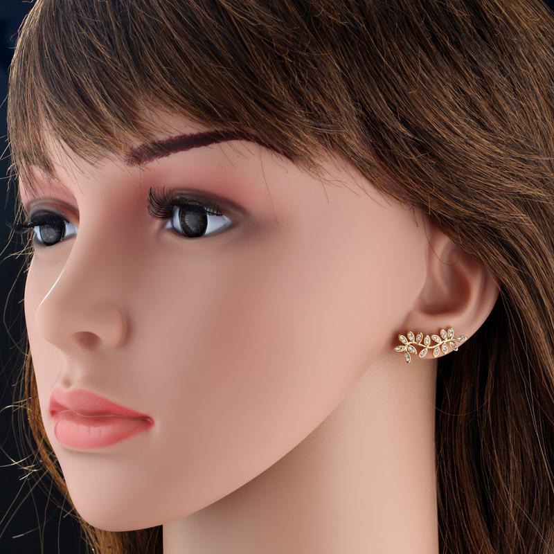 Punk Cute Leaf Shape Ear Cuffs Clip Earring Female Gold Color CZ Cubic Zirconia No Piercing Earring For Women Jewelry Gift 2025