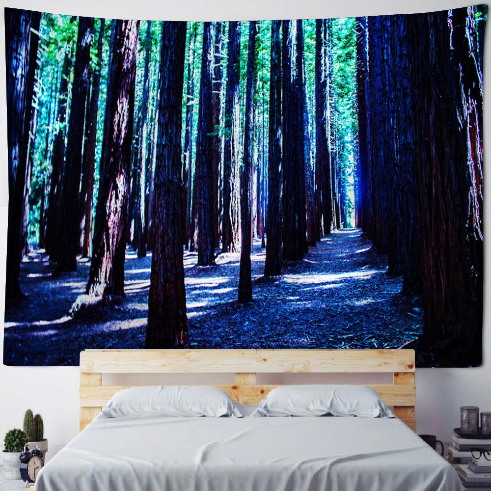 Beautiful Forest Tapestry Mist Jungle Landscape Wall Hanging Bohemian Fabric Decorative Carpet Home Room Background Poster