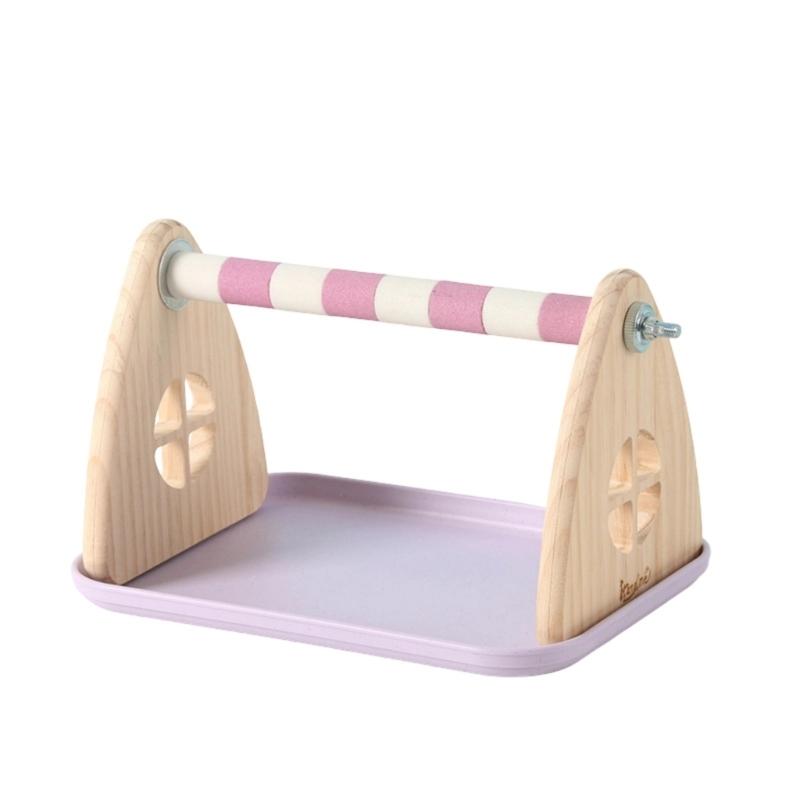 Solid Wood Parrots Resting Perch Sanded Surfaces Design Trimming Stand For Nail Beak Trimming And Interaction Activity Toy