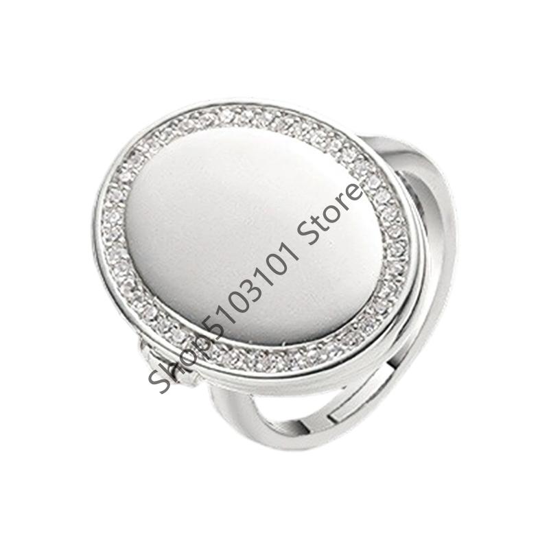 

Geometric Oval Locket Ring for Women Men Openable Photo Frame Finger ring Family Love Jewelry Rings