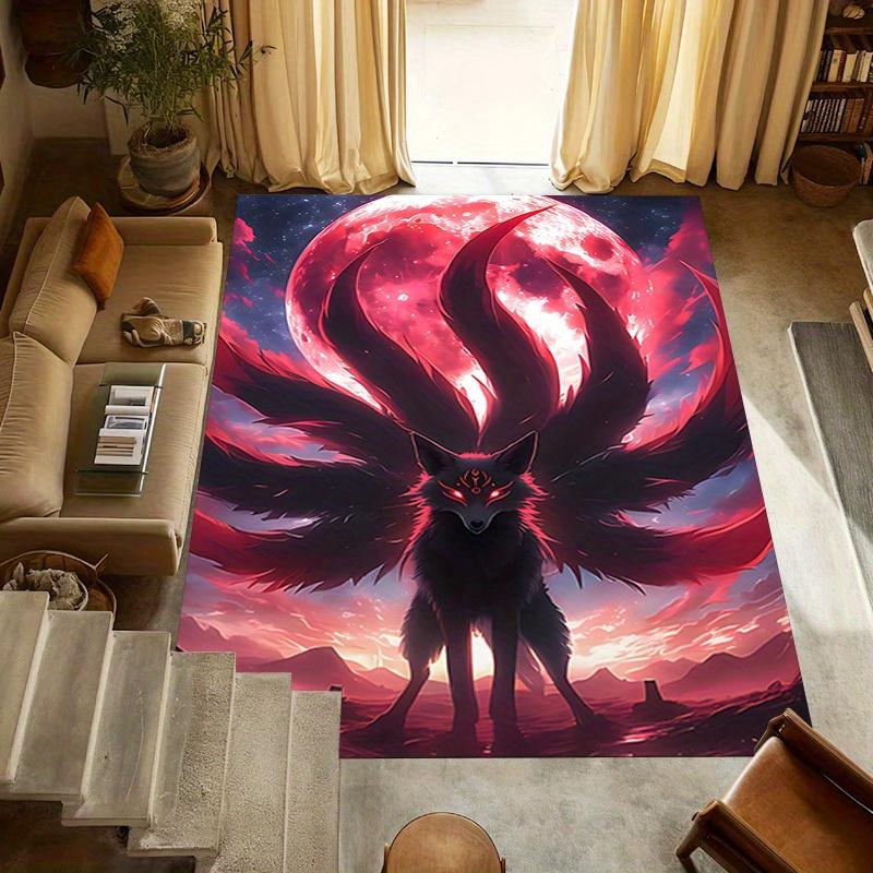 1pc Wolf Moon Themed Rug for Home Decor, Non-slip Office Carpet, Chair mat, Outdoor Mat, Christmas and Halloween gifts-0731036