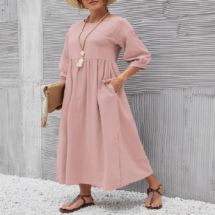 Ladies' New Spring And Summer Fashion Temperament Commuting Breathable And Comfortable Sexy Shirt Long Skirt Dress