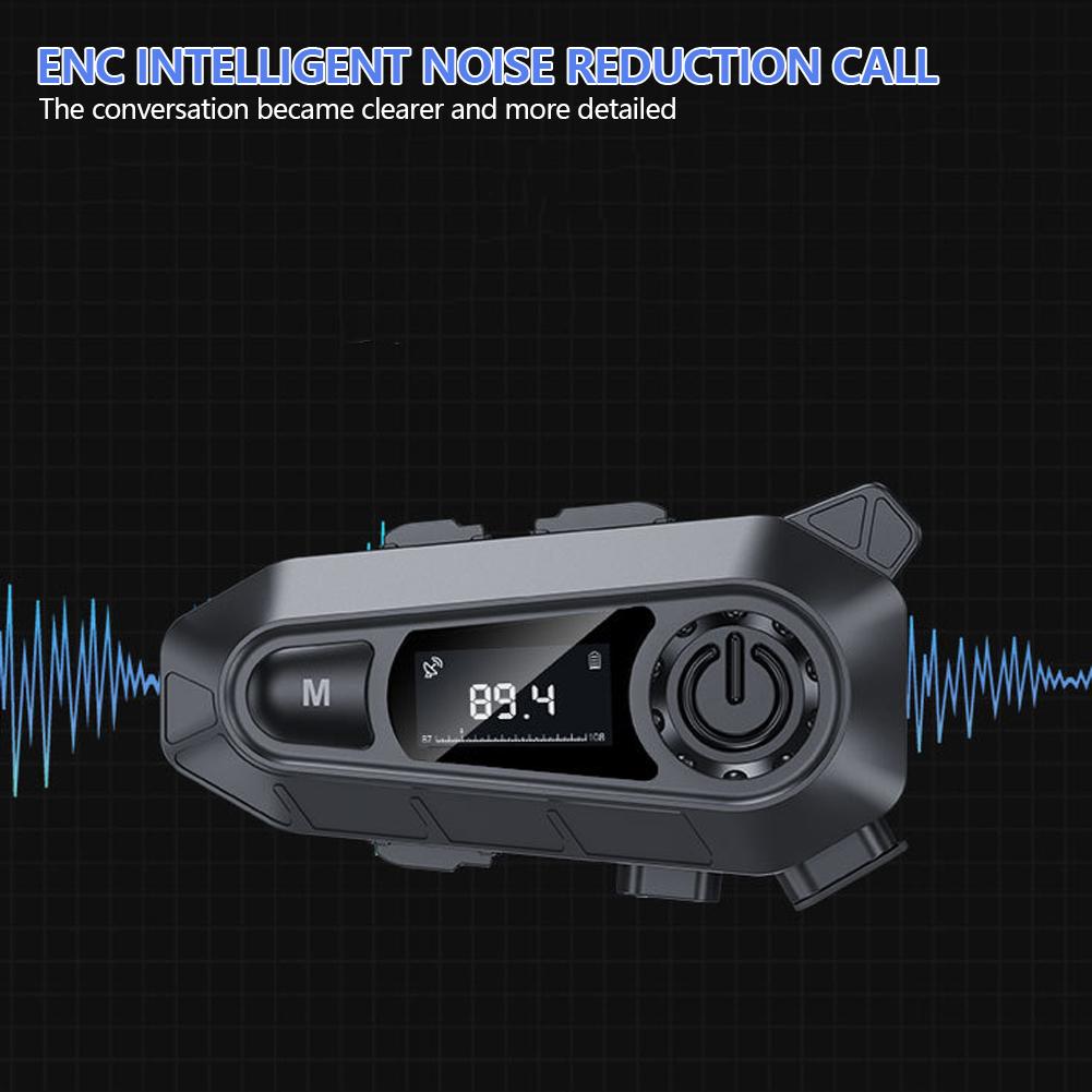 Motorcycle Helmet Headset BT5.3 Wireless Handfree Call Waterproof Moto Headphone with FM Radio Music Share LED Display For Rider