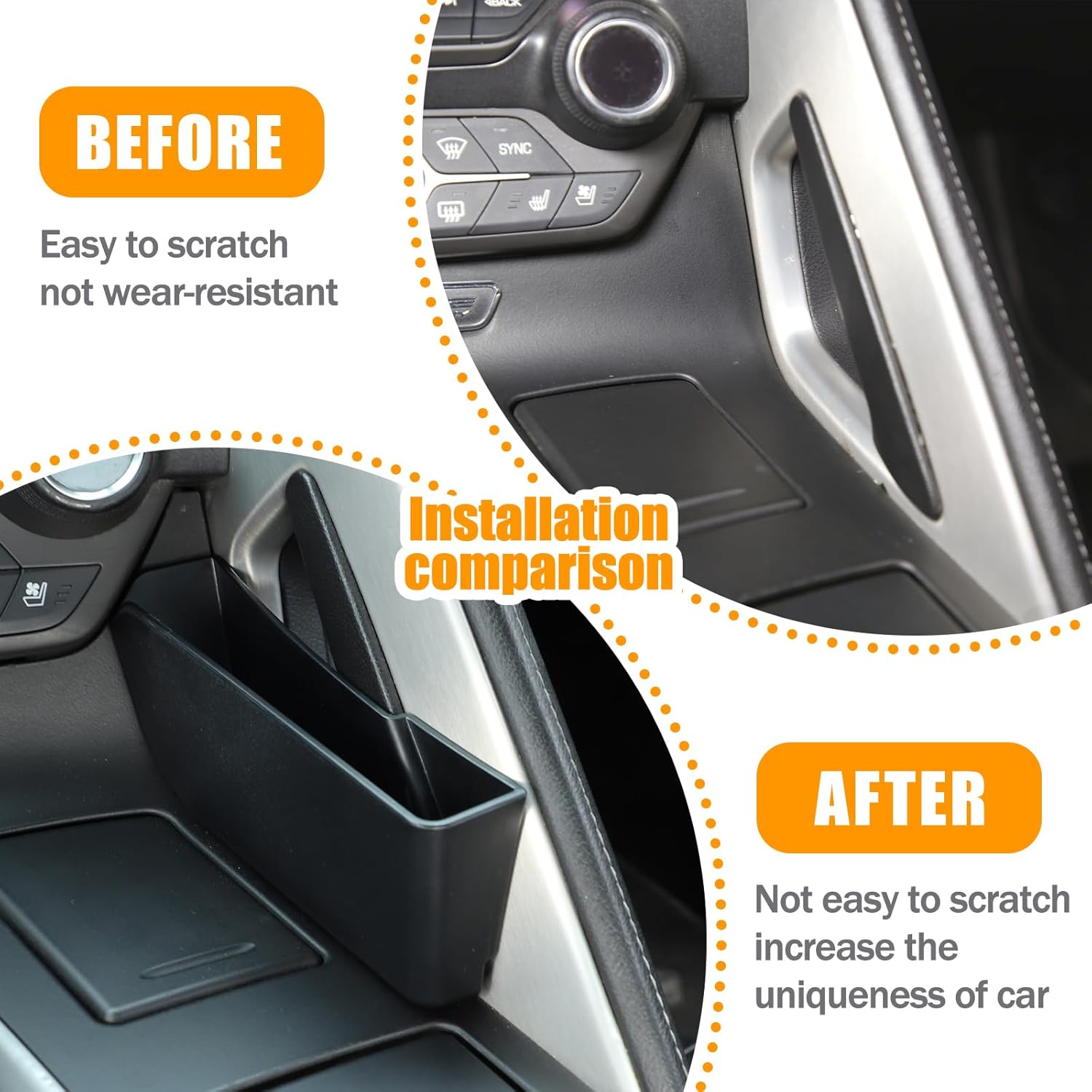 

LLKUANG Car Central Control Gear Side Handle Armrest Storage Box Organizer Tray Fit Fit for Chevrolet Corvette C7 2014-2019 ABS Black Central Storage