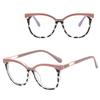 Damskie Kocie Oczy Okulary Zerówki Do Komputera Blue Light 25144A Wrzos/Panterka