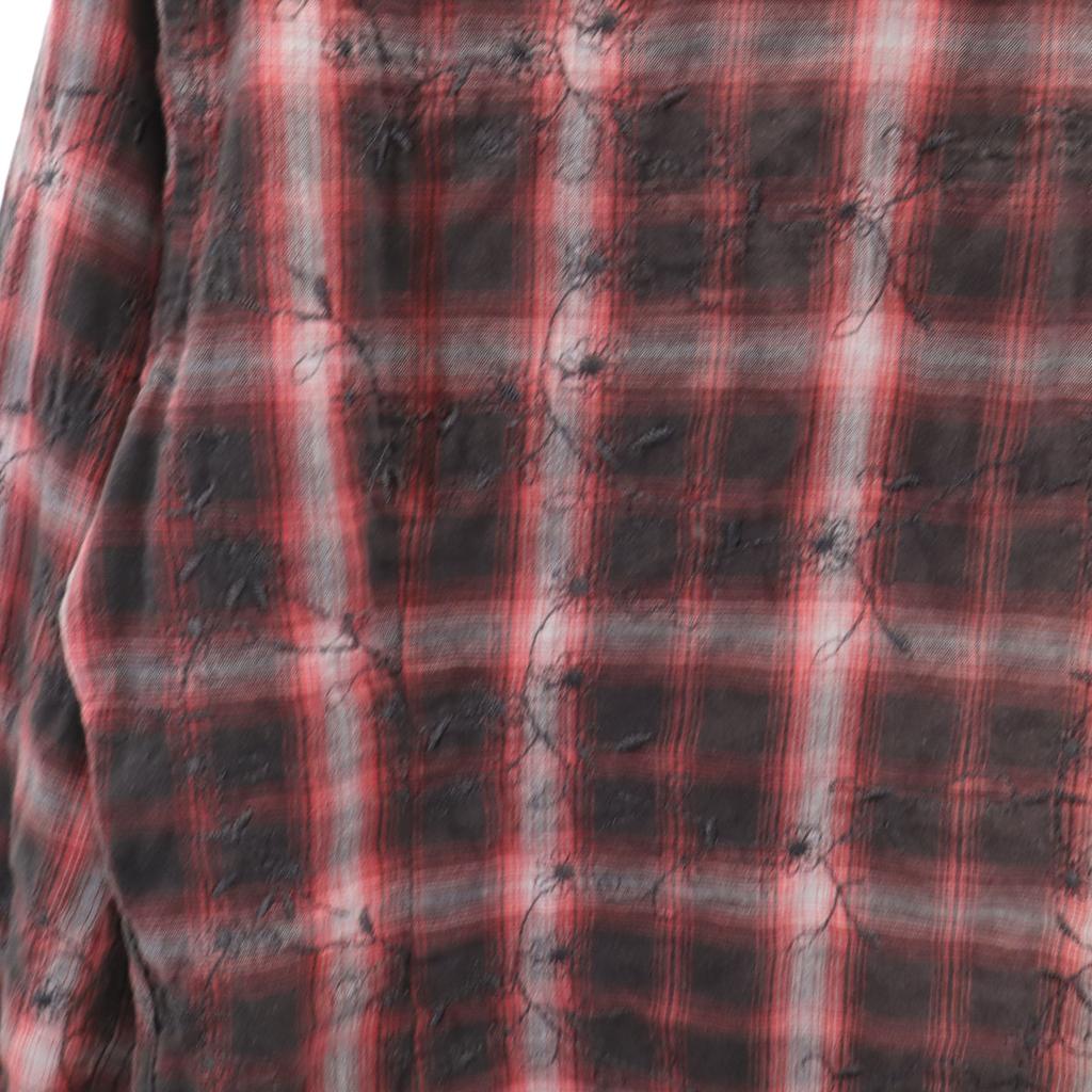 Nano Universe Floral Embroidery Check Pattern Long Sleeve Shirt Men's Used