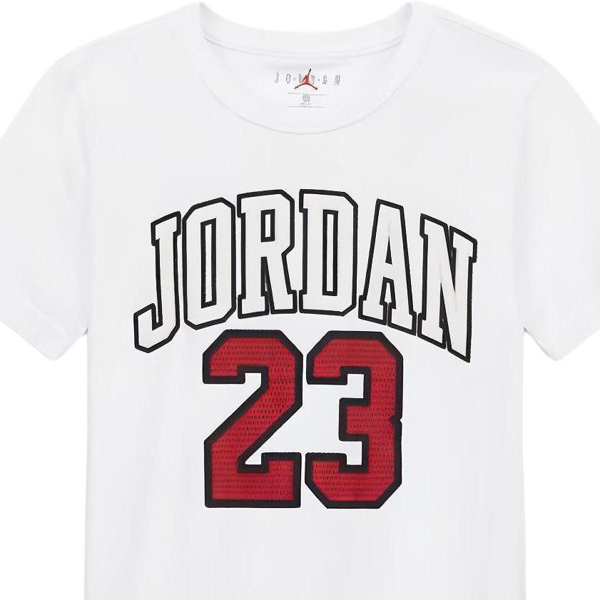 Jordan T-Shirt Letter Print Sports Casual Short Sleeve Kids Tops White DB7394-100