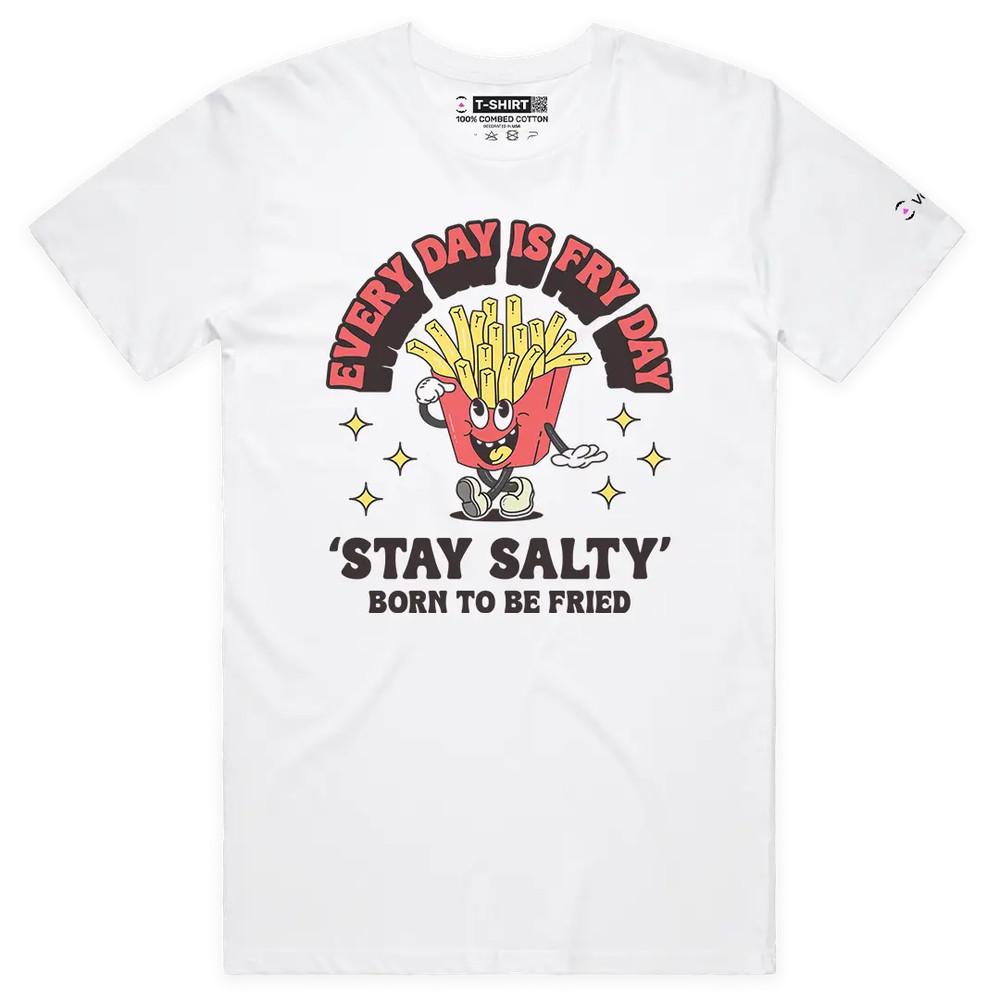 VOICEART Every Day Is Fry Day Funny Graphic Premium T-Shirt for Food Lovers L