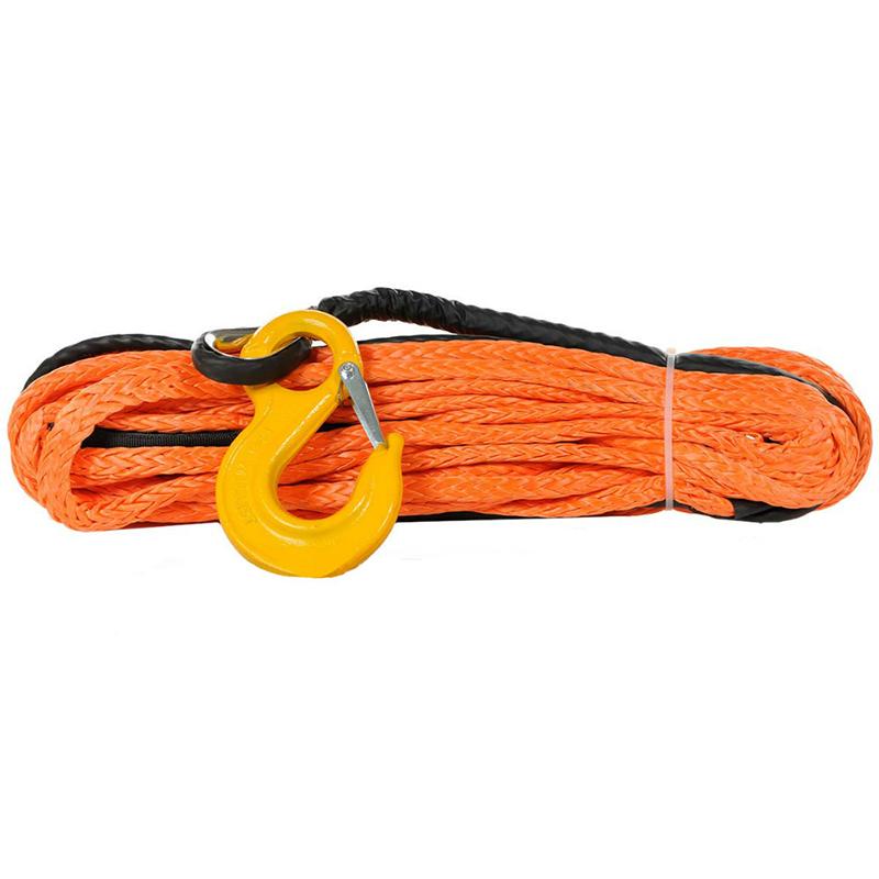 10mm X 30m Red Rope Synthetic Uhmwpe Winch Line With Hook For Off Road 4x4 Vehicle Tools