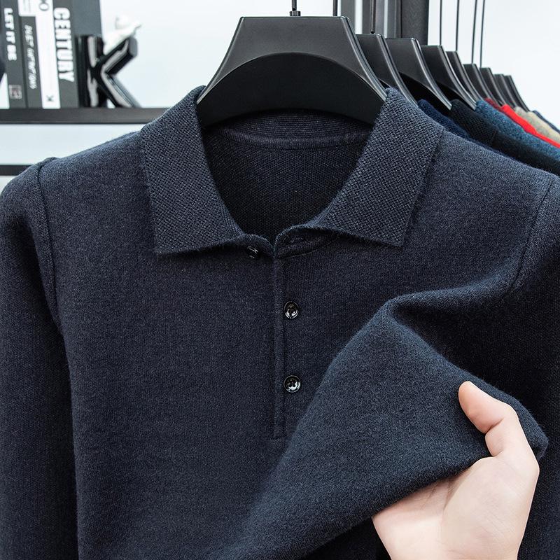 Men's Autumn/Winter Business Casual Loose Knit Sweater with Thickened Lapel