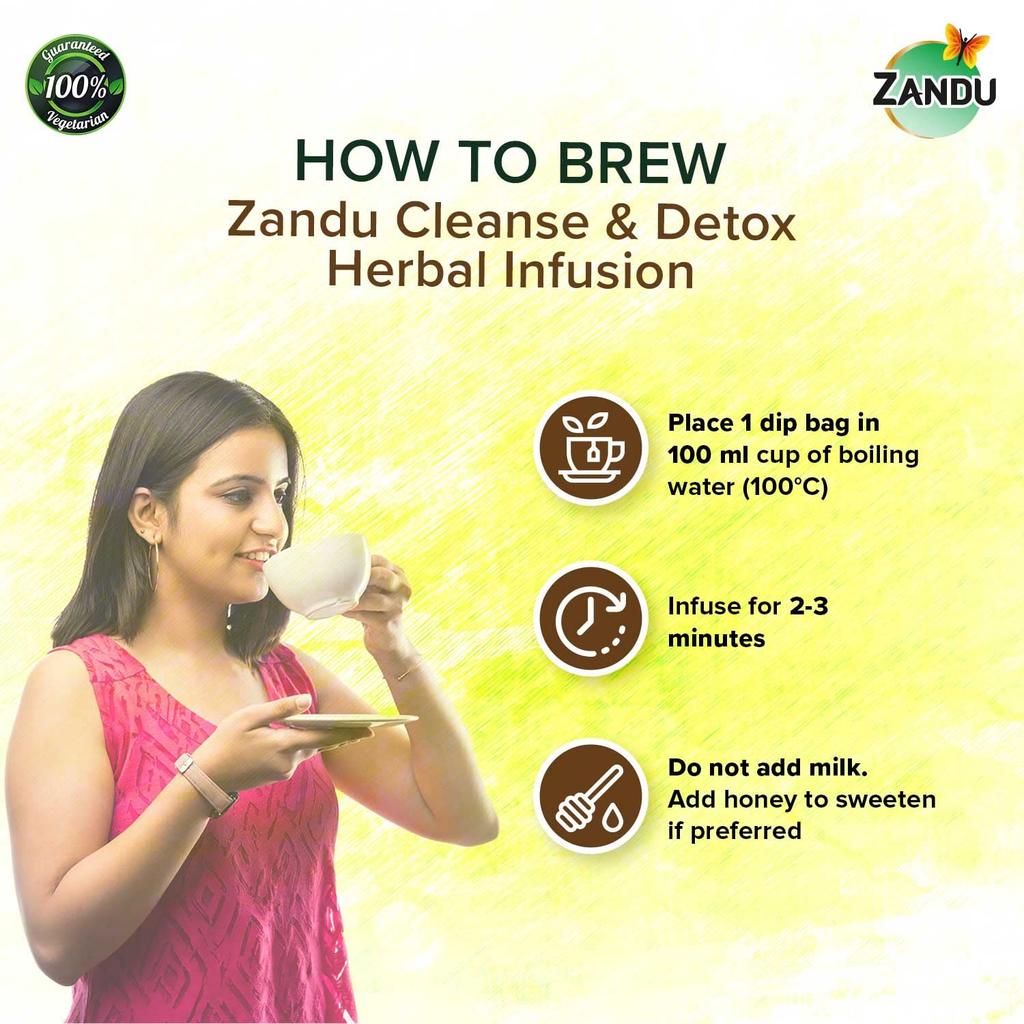 Zandu Cleanse & Detox Herbal Infusion: Use This Tea Bag To Give Your Body The Gift Of Good Health |Helps Improve Skin Glow & Detoxifies The