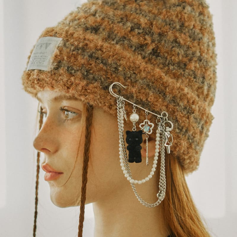 

VVV Logo Stripe Mix Beanie _ Orange Free