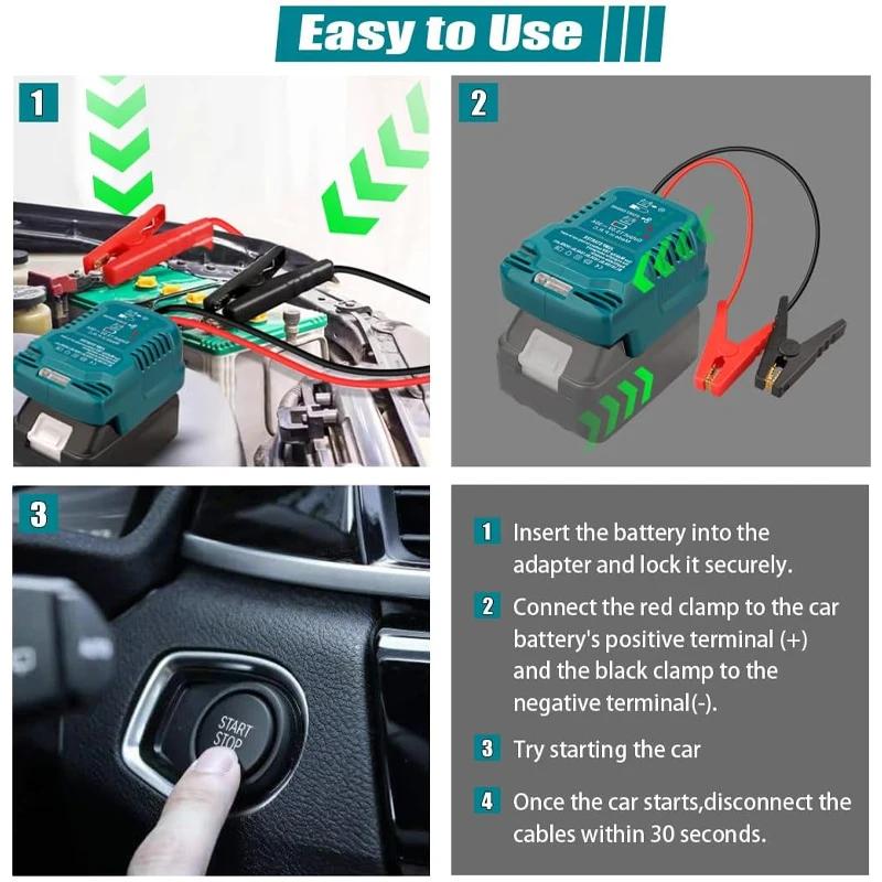 For Makita/Milwaukee/Dewal/EINHEL 18V Battery Jump Starting Adapter Auto Booster Cable for Jump Starting Car Using Tool Cable